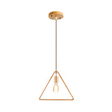 Simplicity Wooden Pendant Light - Square/Round/Triangle Shape Beige 1 Bulb Ideal For Dining Room
