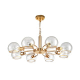 Modern Clear Glass Dome Chandelier - Gold Pendant Light For Sitting Room (3/6/8-Head Options)