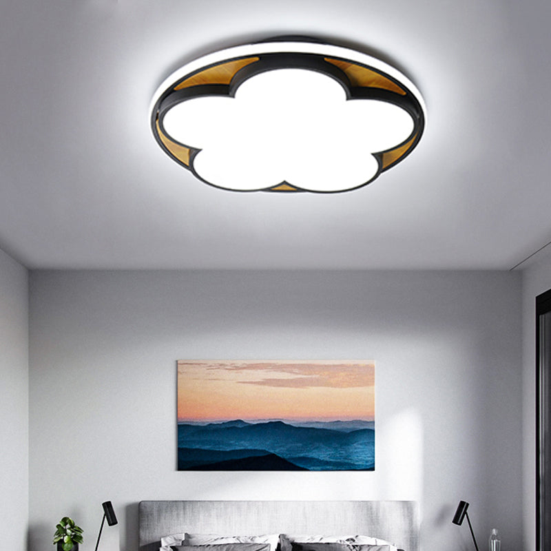 Contemporary Led Ceiling Mount Light For Kids Bedroom Flat Blossom Design Black / 16.5 Warm