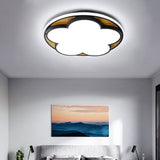 Contemporary Led Ceiling Mount Light For Kids Bedroom Flat Blossom Design Black / 16.5 Warm