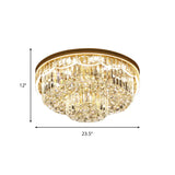 Modern 2-Tiered Cut Crystal Flush Mount Light With 8 Bulbs Ideal For Bedroom