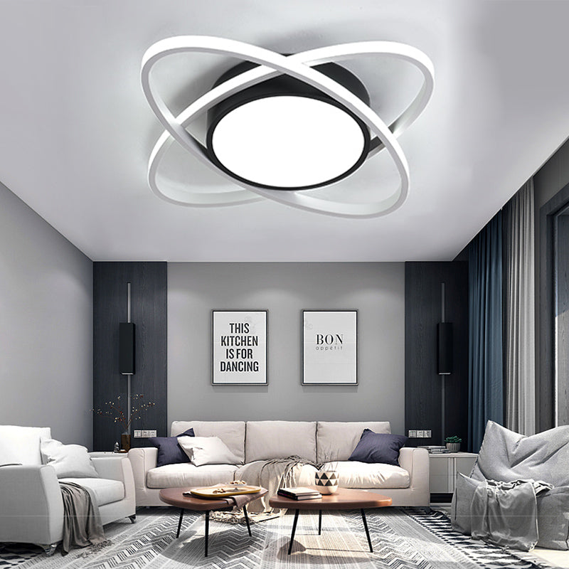 Contemporary Black Acrylic Flush Ceiling Light - Led Lamp For Study Room / White