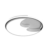 White Study Room Flush Ceiling Light With Simplistic Crescent Acrylic Lamp