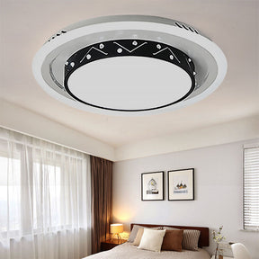 Art Deco Circle Flush Mount Ceiling Light With Acrylic Shade - Ideal For Bedroom Black / 18’ White