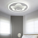 White Acrylic Star Flushmount Light: Cartoon Eye-Caring Led Ceiling Lamp For Girls Bedroom / 18