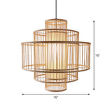 Single-Head Asian Bamboo Hanging Light For Restaurants - 3 Shades 16-31.5 Inches Wide Beige