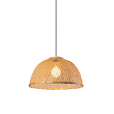 Bamboo Pendant Lamp - 1-Light Beige Suspension Fixture For Dining Room