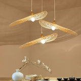 Chinese Lotus Pendant Light With Bamboo Shade - Beige (1/3/6 Lights 14-19.5 Width)