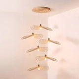 Chinese Lotus Pendant Light With Bamboo Shade - Beige (1/3/6 Lights 14-19.5 Width) 6 / 16.5