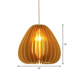 Bamboo Globe Pendant Light - Modern 1-Light Beige Fixture For Dining Table