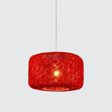 Colorful Drum Pendant Macaron Light For Bistro - Red/Pink/Orange