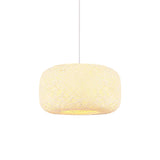 Colorful Drum Pendant Macaron Light For Bistro - Red/Pink/Orange White
