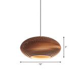 Rustic Brown Hanging Pendant Light Fixture For Dining Room - Globe/Oval/Vase Corrugated Paper Design