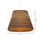 Rustic Brown Hanging Pendant Light Fixture For Dining Room - Globe/Oval/Vase Corrugated Paper Design