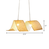 Twisted Bamboo Mesh Pendant Light - Creative Asian Style Beige Suspension Lamp