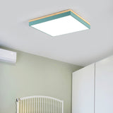 Acrylic Led Ceiling Light For Baby Room & Hallway - Macaron Loft Square Flush Lamp Green / 16’ White