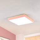 Acrylic Led Ceiling Light For Baby Room & Hallway - Macaron Loft Square Flush Lamp Pink / 16’ Warm