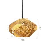 Contemporary Bamboo Pendant Light - Beige 16/19.5/27.5 W For Dining Room Ceiling