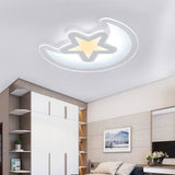 Minimalistic Led Acrylic Ceiling Mount Light With Crescent And Star Design In Warm/White -