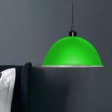 Metallic Industrial Pendant Light: Red/Yellow Dome Shade Hanging Lamp For Living Room Ceiling