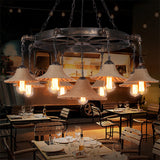 Antique Bronze 7/9-Bulb Rope Chandelier For Rustic Dining Room - Cone Shade Pendant Light 9 /