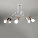 Loft Style Twisted Semi Flush Gold Ceiling Light Fixture With Open Bulb 3/5 Heads 5 /