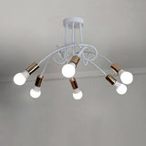Loft Style Twisted Semi Flush Gold Ceiling Light Fixture With Open Bulb 3/5 Heads