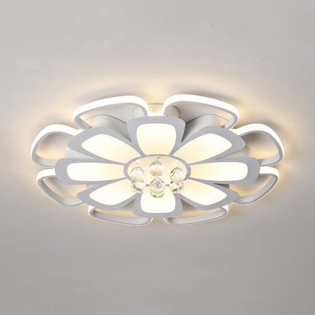 White Acrylic Blossom Led Ceiling Light - Crystal Ball Kids Lamp For Nursing Room / 20.5 Warm