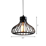 Rustic Iron Ceiling Hanging Lamp - Cone/Oval/Globe Shape With 1 Light Black | Dining Room Lighting