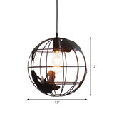 Rustic Iron Ceiling Hanging Lamp - Cone/Oval/Globe Shape With 1 Light Black | Dining Room Lighting