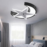 Kids Bedroom Flushmount Ceiling Lamp With Star And Moon Cartoon Leds White / 18