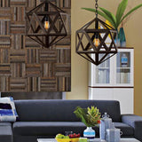 Geometric Metal Pendant Lighting - Industrial Black 1 Head Dining Room Down 14’/18’/21.5’ Wide