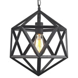 Geometric Metal Pendant Lighting - Industrial 1 Head Wide Dining Room Down In Black