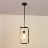 Modern Black Iron Pendant Light Fixture With Flower/Square/Round Frame - Perfect For Over Table /