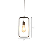 Modern Black Iron Pendant Light Fixture With Flower/Square/Round Frame - Perfect For Over Table
