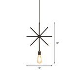 Modern Black Iron Pendant Light Fixture With Flower/Square/Round Frame - Perfect For Over Table