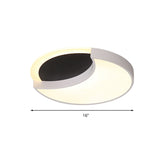 Eclipse Modern Black & White Ceiling Lamp - Metal Acrylic Led Flush Light For Kindergarten