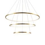 Sleek Gold Stainless Steel Led Chandelier Pendant - 3/4 Tiers Simplicity & Elegance
