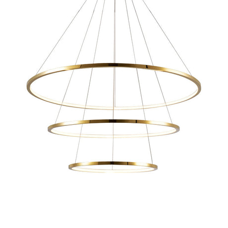 Sleek Gold Stainless Steel Led Chandelier Pendant - 3/4 Tiers Simplicity & Elegance