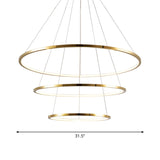 Sleek Gold Stainless Steel Led Chandelier Pendant - 3/4 Tiers Simplicity & Elegance
