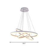 Minimalistic Led Chandelier Light Fixture - Small/Large 3-Ring Acrylic Drop Lamp In White