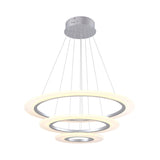 Minimalist 3-Layer Round Pendant Led Chandelier For Living Room - Silver