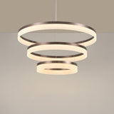 Minimalistic Brown Acrylic Led Pendant Light Kit For Bedroom - 1/2/3-Tier Circle Chandelier