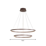 Minimalist Brown Ring Chandelier With Acrylic Led For Dining Room - 2/3/4 Tiers