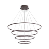 Minimalist Brown Ring Chandelier With Acrylic Led For Dining Room - 2/3/4 Tiers