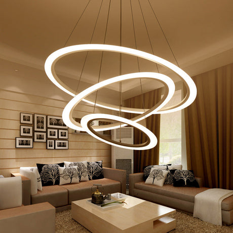 Minimalist Acrylic White Led Pendant Chandelier - Circular 2/3/4-Tier Ceiling Hang Light For Dining