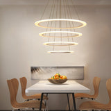 Minimalist Acrylic White Led Pendant Chandelier - Circular 2/3/4-Tier Ceiling Hang Light For Dining