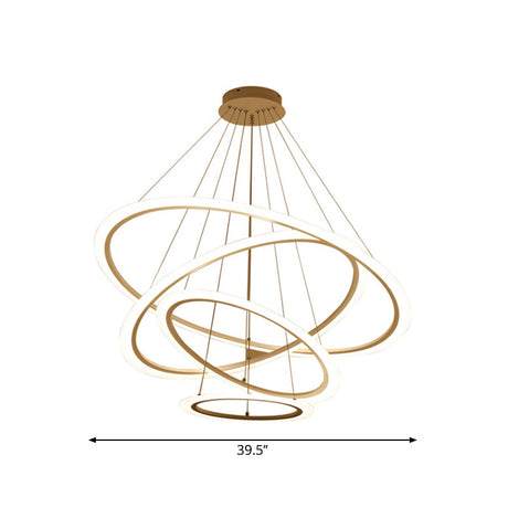 Minimalist Acrylic White Led Pendant Chandelier - Circular 2/3/4-Tier Ceiling Hang Light For Dining