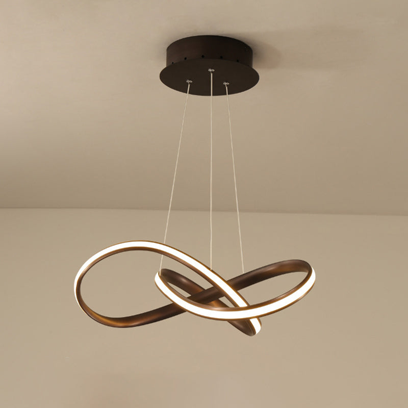 Aluminum Led Entwined Chandelier Light In Modern Style For Dining Room - Black/White/Coffee Size