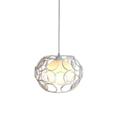 Black/White Hanging Pendant Light With Metal Spring Opal Glass Shade